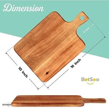 PREMIUM ACACIA Wood Cutting Board with Handle for Cooking