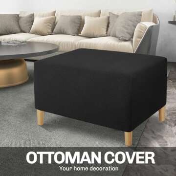 JIVINER Ottoman Cover Rectangle Stretch Ottoman Slipcovers for Folding Storage Footstool Soft Footre...