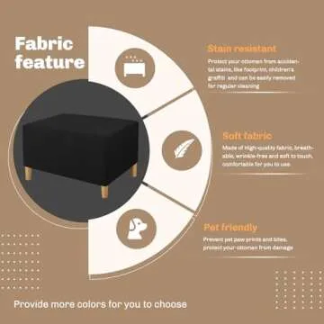JIVINER Ottoman Cover Rectangle Stretch Ottoman Slipcovers for Folding Storage Footstool Soft Footrest Furniture Protector with Elastic Bottom (X Large, Black)