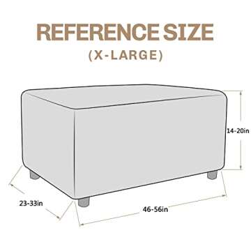 JIVINER Ottoman Cover Rectangle Stretch Ottoman Slipcovers for Folding Storage Footstool Soft Footrest Furniture Protector with Elastic Bottom (X Large, Black)