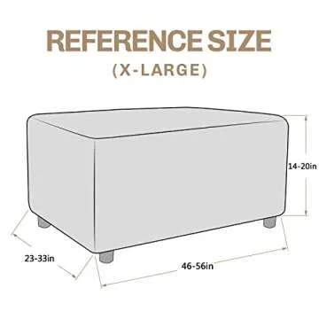 JIVINER Ottoman Cover Rectangle Stretch Ottoman Slipcovers for Folding Storage Footstool Soft Footrest Furniture Protector with Elastic Bottom (X Large, Black)