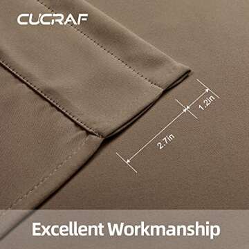 CUCRAF Blackout Curtains 72 inches Long, Room Darkening Window Curtain Panels, Rod Pocket Thermal Insulated Solid Drapes for Bedroom Living Room, 52x72 inch, Khaki, Set of 2 Panels