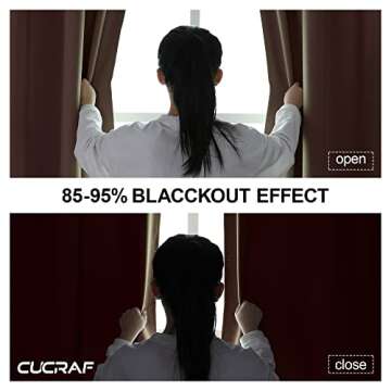 CUCRAF Blackout Curtains 72 inches Long, Room Darkening Window Curtain Panels, Rod Pocket Thermal Insulated Solid Drapes for Bedroom Living Room, 52x72 inch, Khaki, Set of 2 Panels