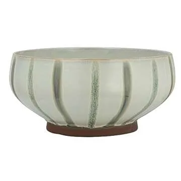 Bloomingville 10 Inch Decorative Stoneware Bowl with Stripes