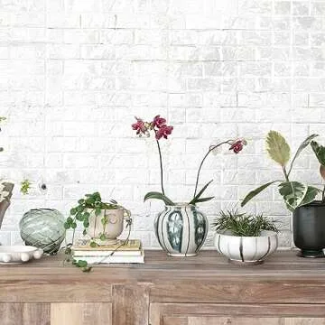 Bloomingville 10 Inch Decorative Stoneware Bowl with Stripes