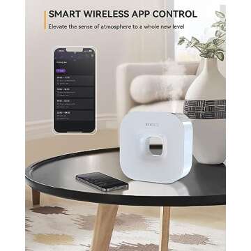 MEIDI Waterless Essential Oil Diffuser - Bluetooth Cordless Aromatherapy Diffuser with App Control, Smart Timer Setting, Hang-up Design and Wide Coverage for Home, Office, Hotel and SPA (White)