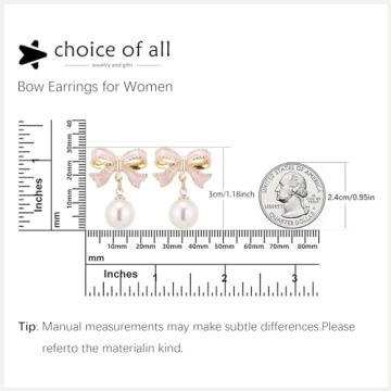 Pink Bow Earrings Women Trendy Pearl Drop Dangle Jewelry