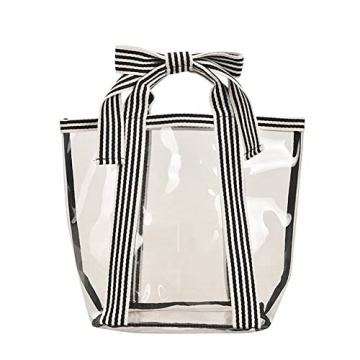 SxoSyo Clear Travel Tote Bag Sturdy PVC Transparent Handbag Purse for Work Beach Shopping Picnic Poo...