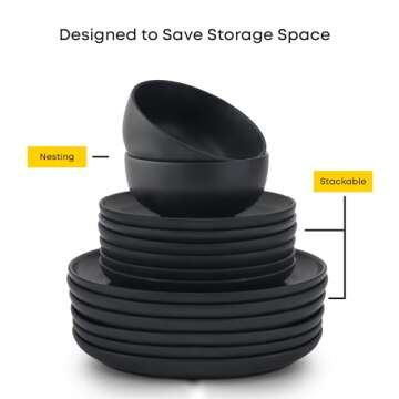 JoyJolt Mesa Stoneware Salad Plates, 8" Round Lunch Plates, Dishwasher and Microwave Safe Plate Set ...