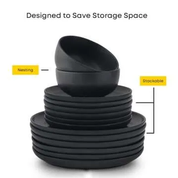 JoyJolt Mesa Stoneware Salad Plates, 8" Round Lunch Plates, Dishwasher and Microwave Safe Plate Set ...