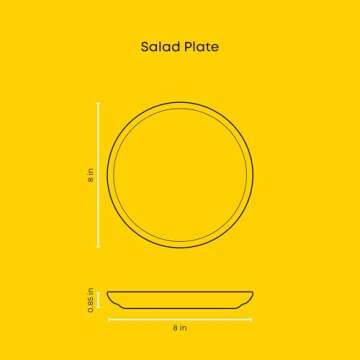 JoyJolt Mesa Stoneware Salad Plates, 8" Round Lunch Plates, Dishwasher and Microwave Safe Plate Set of 6, Modern Rustic Dinnerware, Appetizer Dessert or Dinner Sides Kitchen Dishes - Matte Black