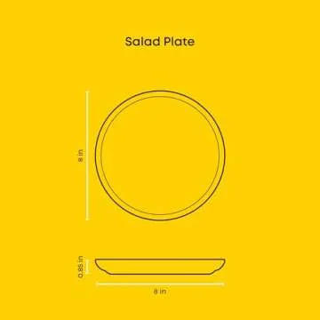 JoyJolt Mesa Stoneware Salad Plates, 8" Round Lunch Plates, Dishwasher and Microwave Safe Plate Set of 6, Modern Rustic Dinnerware, Appetizer Dessert or Dinner Sides Kitchen Dishes - Matte Black