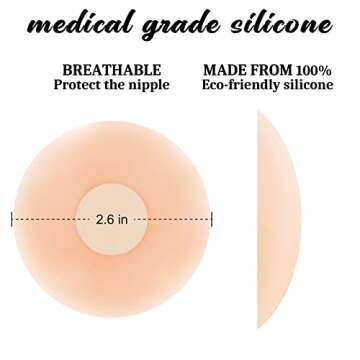 QUXIANG 5 Pairs Pasties Women Nipple Covers Reusable Adhesive Silicone Nippleless Covers (4 Round+1 Petal)