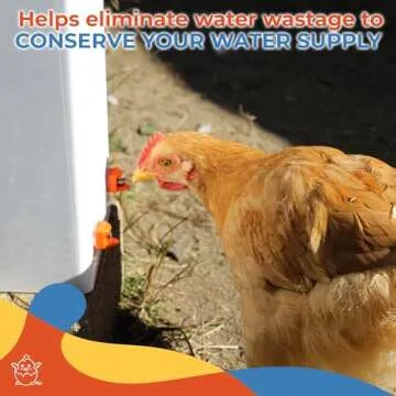 Lil'Clucker Horizontal Chicken Waterer Nipples, Pack of 15 Chicken Nipple Waterer with Drill Bits, Easy Install Automatic Chicken Waterer System, No Leak Chicken Water Feeder, Poultry Waterer - Orange