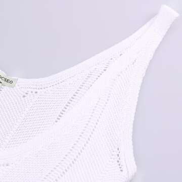 Ngdcseo Women Off Sleeveless Maxi Casual Vacation Dress Sexy Deep V Neck Backless Summer Beach Eyelet Knit Swimwear Coverups (US, Alpha, Small, Regular, Regular, White)