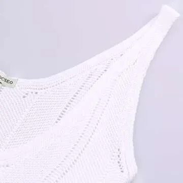 Ngdcseo Women Off Sleeveless Maxi Casual Vacation Dress Sexy Deep V Neck Backless Summer Beach Eyelet Knit Swimwear Coverups (US, Alpha, Small, Regular, Regular, White)