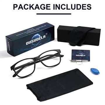 ousudela Blue Light Blocking Glasses - Blue Light Glasses for Men/Women/Teens, Blue Light Blocker Glasses Anti Eyestrain&UV/Reading/Gaming Glasses/Computer Glasses, Non Prescription Glasses