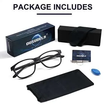 ousudela Blue Light Blocking Glasses - Blue Light Glasses for Men/Women/Teens, Blue Light Blocker Glasses Anti Eyestrain&UV/Reading/Gaming Glasses/Computer Glasses, Non Prescription Glasses