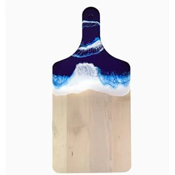 Ocean Beach Theme Wood Cutting Board with handle or Cheese Serving Board Party Tray Coastal Decor, Charcuterie board