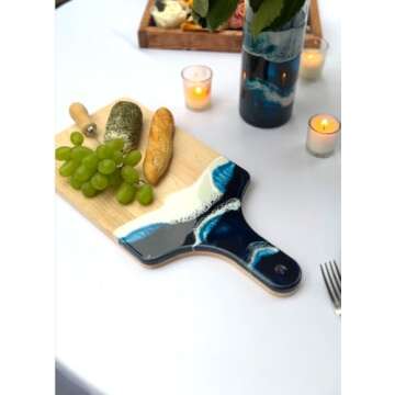 Ocean Beach Theme Wood Cutting Board with handle or Cheese Serving Board Party Tray Coastal Decor, Charcuterie board