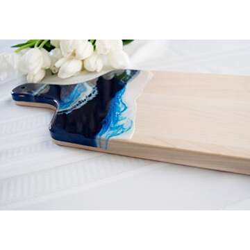 Ocean Beach Theme Wood Cutting Board with handle or Cheese Serving Board Party Tray Coastal Decor, Charcuterie board