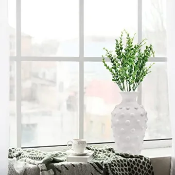 Elegant AuldHome Vintage White Hobnail Ceramic Vase