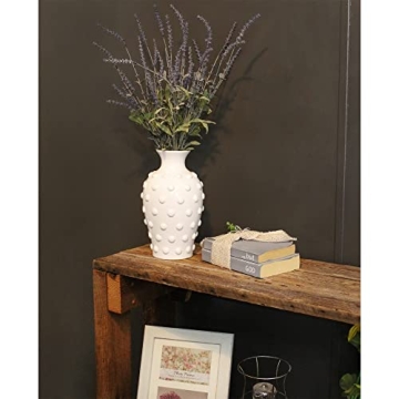 Elegant AuldHome Vintage White Hobnail Ceramic Vase