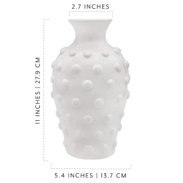 Elegant AuldHome Vintage White Hobnail Ceramic Vase