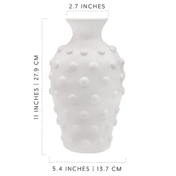 Elegant AuldHome Vintage White Hobnail Ceramic Vase