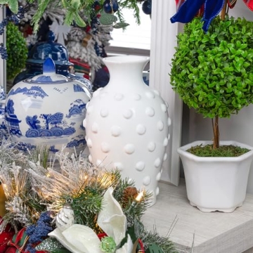 Elegant AuldHome Vintage White Hobnail Ceramic Vase