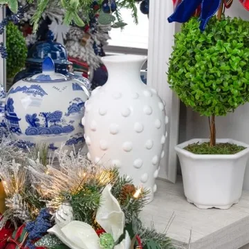 Elegant AuldHome Vintage White Hobnail Ceramic Vase