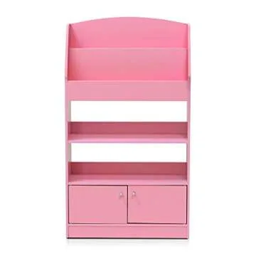 Furinno Lova Bookshelf with Storage Cabinet in Pink