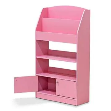 Furinno Lova Bookshelf with Storage Cabinet in Pink