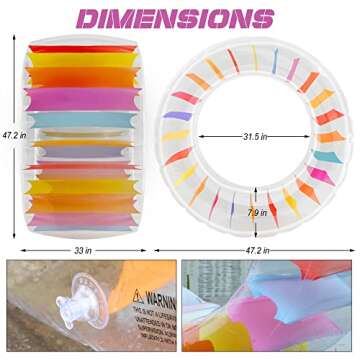 Joliyoou Water Wheel Pool Float, 47" Inflatable Roller Float for Kids, Giant Colorful Pool Toy for C...