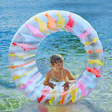 Joliyoou Water Wheel Pool Float, 47" Inflatable Roller Float for Kids, Giant Colorful Pool Toy for Children Swimming Pools, Lakes, Beaches, Lawns, Summer Parties Fun