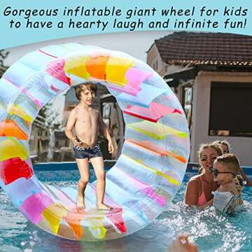 Joliyoou Water Wheel Pool Float, 47" Inflatable Roller Float for Kids, Giant Colorful Pool Toy for Children Swimming Pools, Lakes, Beaches, Lawns, Summer Parties Fun