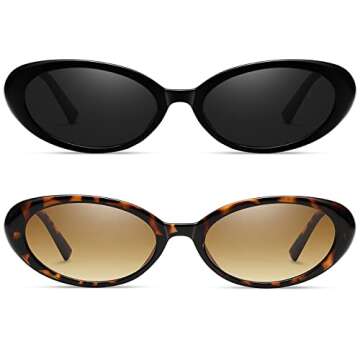 Verfimaci Retro Oval Sunglasses for Women Driving Fashion Cat Eye Glasses