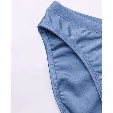 YUZHOU Men's Solid Swim Briefs Low Rise Beach Bikini with Adjustable Drawstring Quick Dry Swimsuit for Men Swimwear(2202-Sky Blue-L)