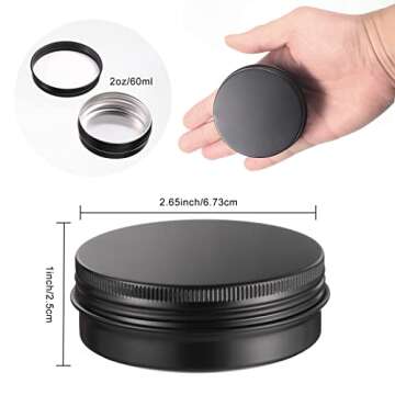 96 Pcs 2 oz Aluminum Tin Jars Containers Metal Leak Proof Cosmetic Tin Jars Containers Round Screw L...