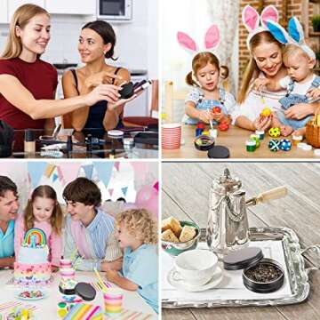 96 Pcs 2 oz Aluminum Tin Jars Containers Metal Leak Proof Cosmetic Tin Jars Containers Round Screw Lids Lip Balm Black Can Empty Refillable Cosmetic DIY Storage(Black)