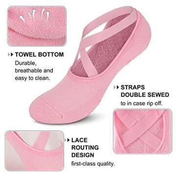 Diu Life 3 Pack Pilates Socks Yoga Socks with Grips for Women Non Slip, Workout, Pure Barre, Ballet, Dance, Hospital Socks