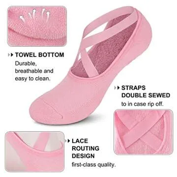 Diu Life 3 Pack Pilates Socks Yoga Socks with Grips for Women Non Slip, Workout, Pure Barre, Ballet, Dance, Hospital Socks