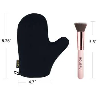 2 Pack Self Tanning Mitt Applicator Kit Set, Self Tanning Glove and Self Tanner Flat Top Brush, Tan Applicator for Sunless Self Tan (Black)
