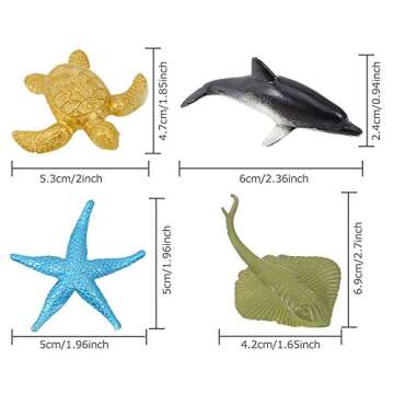 Auihiay 36 Pieces Ocean Sea Animals Assorted Mini Vinyl Plastic Animal Set Realistic Under The Sea Life Figure for Child Educational