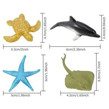 Auihiay 36 Pieces Ocean Sea Animals Assorted Mini Vinyl Plastic Animal Set Realistic Under The Sea Life Figure for Child Educational