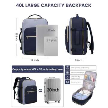 LOVEVOOK 40L Travel Backpack - Airline Approved, Versatile Pack