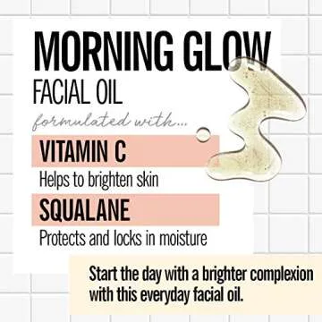 VALJEAN LABS Morning Glow Facial Oil, Vitamin C & Squalane, All Skin Types, Hydrating & Brightening, 1.83 Fl Oz