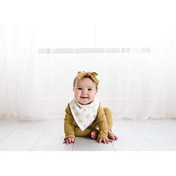 Copper Pearl Baby Bandana Bibs - 6 Pack Soft Cotton Baby Bibs for Drooling and Teething, Absorbent Drool Bibs for Baby Girl, Adjustable to Fit Newborns to Toddlers, Tons of Styles (Sunny Set)