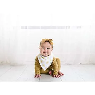 Copper Pearl Baby Bandana Bibs - 6 Pack Soft Cotton Baby Bibs for Drooling and Teething, Absorbent Drool Bibs for Baby Girl, Adjustable to Fit Newborns to Toddlers, Tons of Styles (Sunny Set)