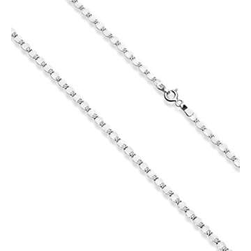 Miabella Italian 925 Sterling Silver Sparkle Mirror Link Chain Necklace for Women, Made in Italy (Le...